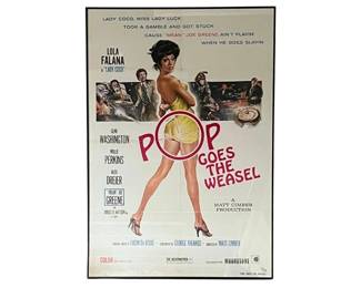Framed vintage 1975 "Pop Goes the Weasel" movie poster