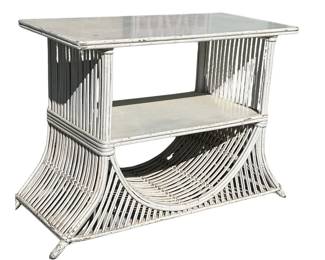 Vintage stick reed wicker table