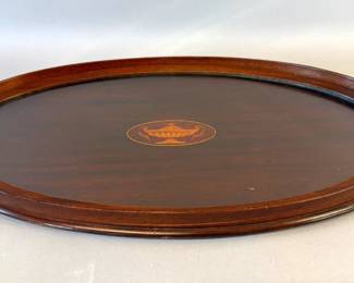 Edwardian mahogany oval serving tray
