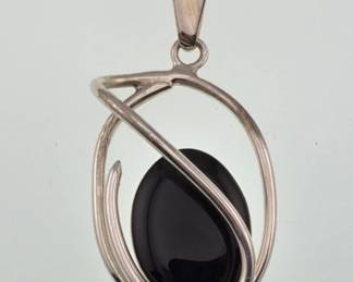 Sterling and onyx large pendant