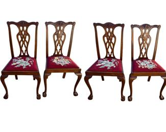 Four Chippendale style mahogany dining chairs