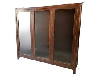 Arts and Crafts three section glass front bookcase