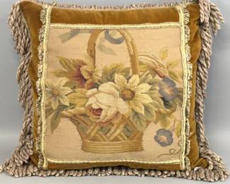 Tapestry and velvet designer pillow