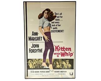 Framed vintage movie poster "Kitten With a Whip” starring Ann Margaret and John Forsythe