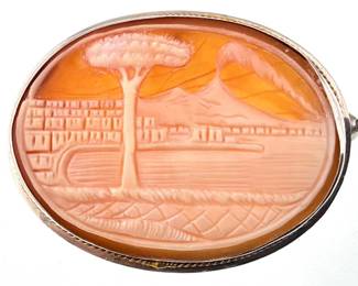 Oval cameo with landscape scene