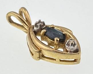 14kt sapphire, diamond pendant