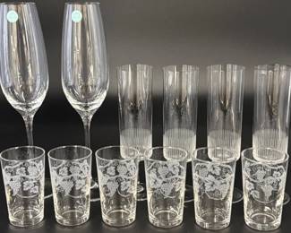 Champagne flutes by Tiffany, juice glasses