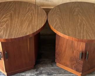 2 Lane Mid Century Modern 2 Door Walnut Lamp Tables