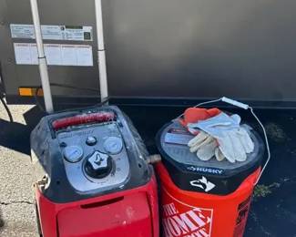 Husky Air Scout Air Compressor, Husky 12 Storage Seat Organizer With Items Inside