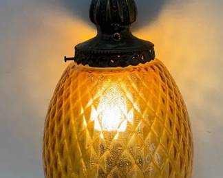 Vintage MCM Style Amber Glads Pendant Lamp