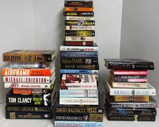 Various Thrillers Crichton, Brown, Clancy, Flynn, Follett, Baldacci, and More