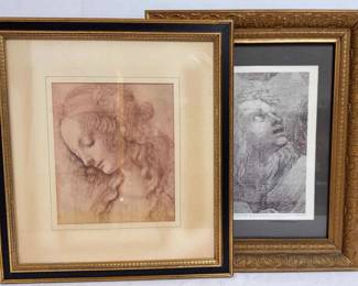 Leonardo Da Vinci, Raphael Prints Framed and Matted