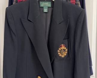 Vintage Lauren RL Double Breasted Blazer, Talbots Tartan Skirt, Polo Velour Jacket