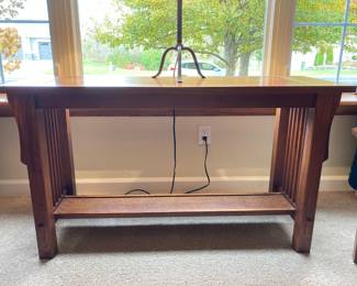 Mission style oak sofa table