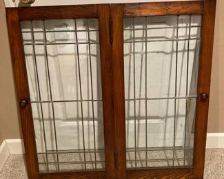 Antique stained glass hinged panels