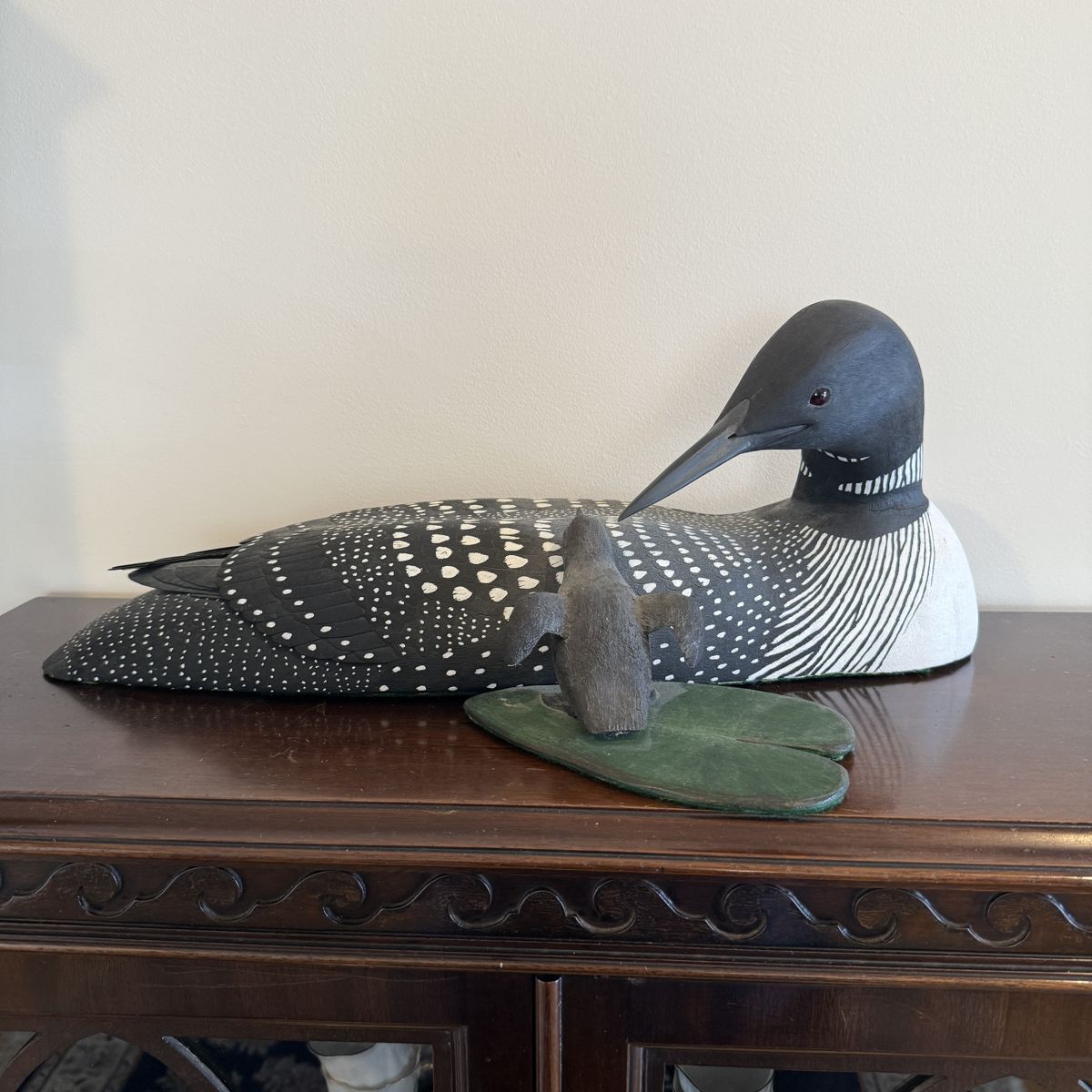 Carved Mother Loon & Duckling