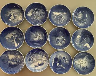 Blue & White Christmas Annual Plates 