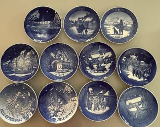 Blue & White Christmas Annual Plates 