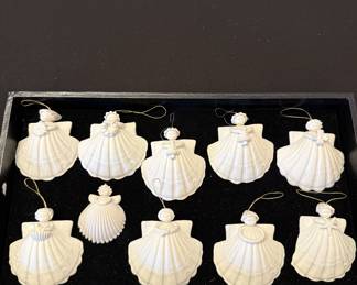 Bisque Shell Angel Ornaments