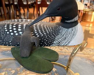 Carved Mother Loon & Duckling