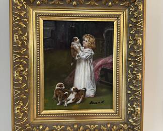 Painting - Girl w/Puppies
