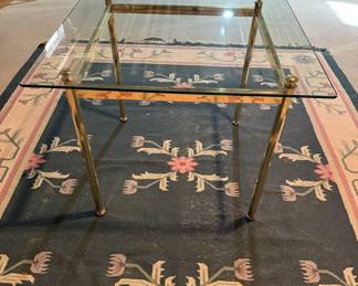 Glass top brass table - great game table!