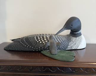 Carved Mother Loon & Duckling