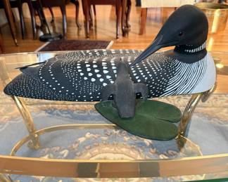 Carved Mother Loon & Duckling