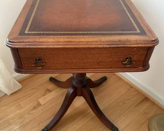 Vintage mahogany leather top table