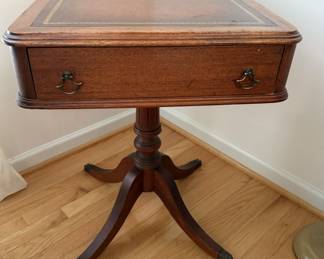 Vintage mahogany leather top table