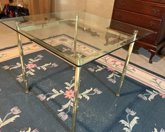 Glass top brass table - great game table!