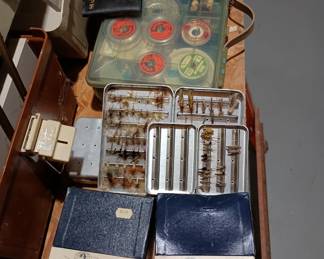 Fly rod fishing lures and 
Single action fly reels