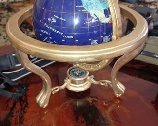 Globe with compass brass and precious stones 