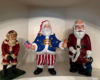 Three Vintage Santa Statues