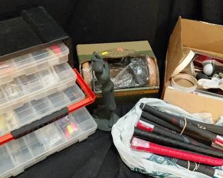 Golf Club Handle Repair Items and Fishing Tackle Box Mystery Lot