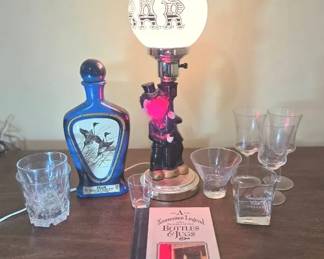 Vintage Charlie Chaplin Lamp With Unopened Bottle Of Jim Beam 10 Year
