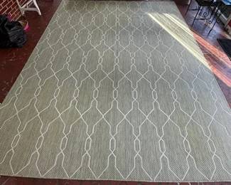 Sage Green And White Patio Rug