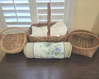 3 Baskets, Comfy Blanket And Decorative Pillow