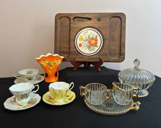 Vtg. Gold, Orange Yellow Entertaining Items
