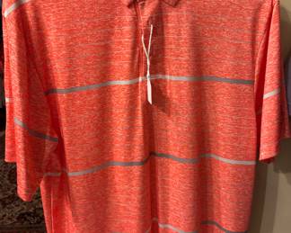 Men’s Orange with Gray Stripes Short Sleeve Polo by PGA Tour
Size Larg
