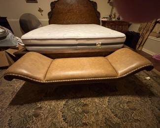 Leather Chaise Lounge or Daybed with Stud Detailing