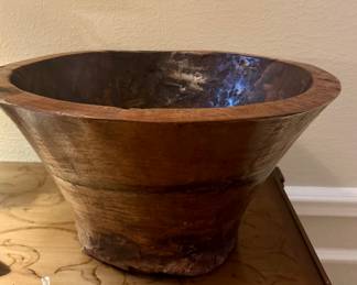 Large Hand Carved Teak Wood Bowl