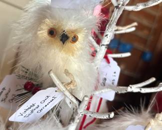 Vintage Feather Owl Ornaments