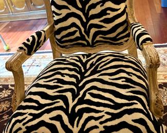 Louis XVI-style Armchair with a zebra print upholstery (2 available)