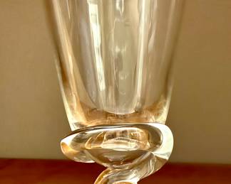 Steuben crystal flower vase, featuring a scrolled or "snail" footed base, designed by George Thompson, 1942