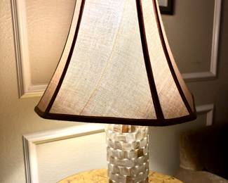 Table Lamp with mosaic-style base made with  capiz shells