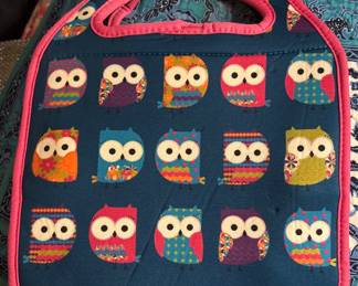 Neoprene Lunch Bag Zipper Tote Baby with Owl motif 