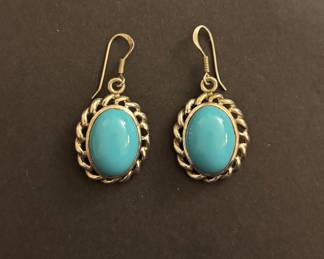 925 Sterling Silver & Turquoise Dangling Earrings