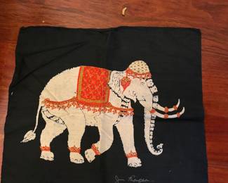 Jim Thompson Raw Silk Elephant Handkerchief