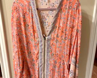 Free People Wildflower Printed Kimono in a coral/pink floral pattern